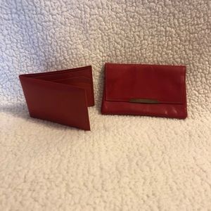 Vintage Italian Leather Red 2 Small Coin and Wallet